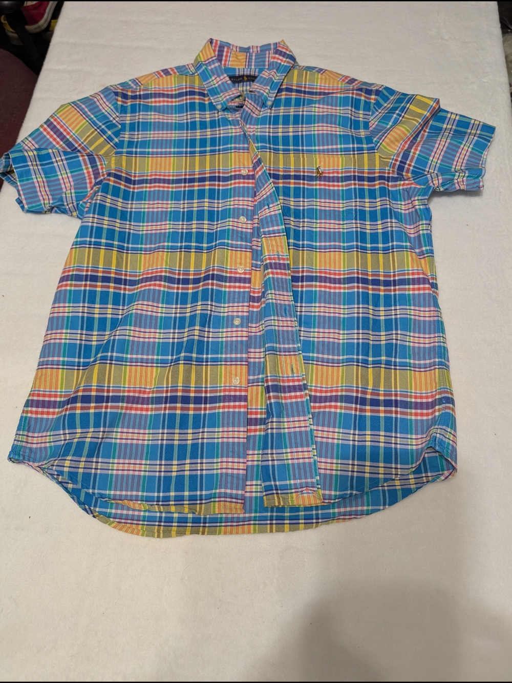 Ralph Lauren Men's Multicolor Plaid Short-Sleeve Shirt Size Large